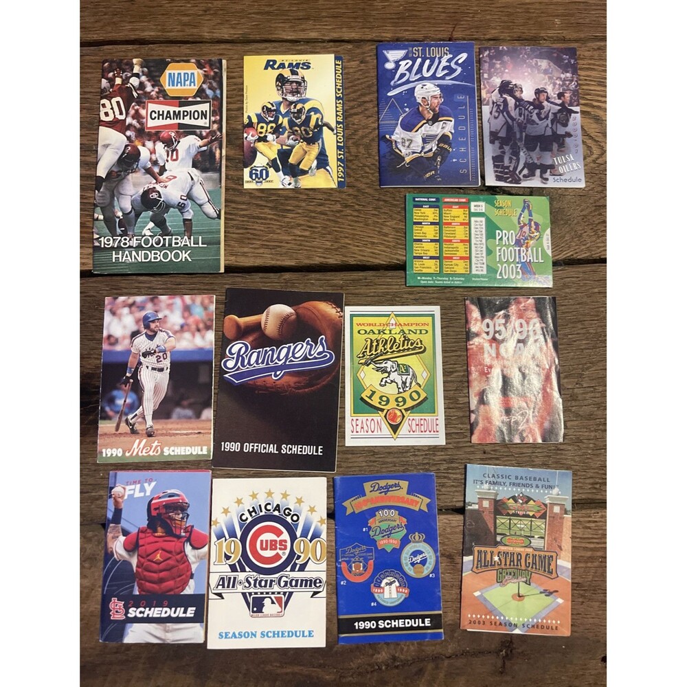 Lot of 13 Mixed Sports - Pocket Schedules Size 1978 - 2019